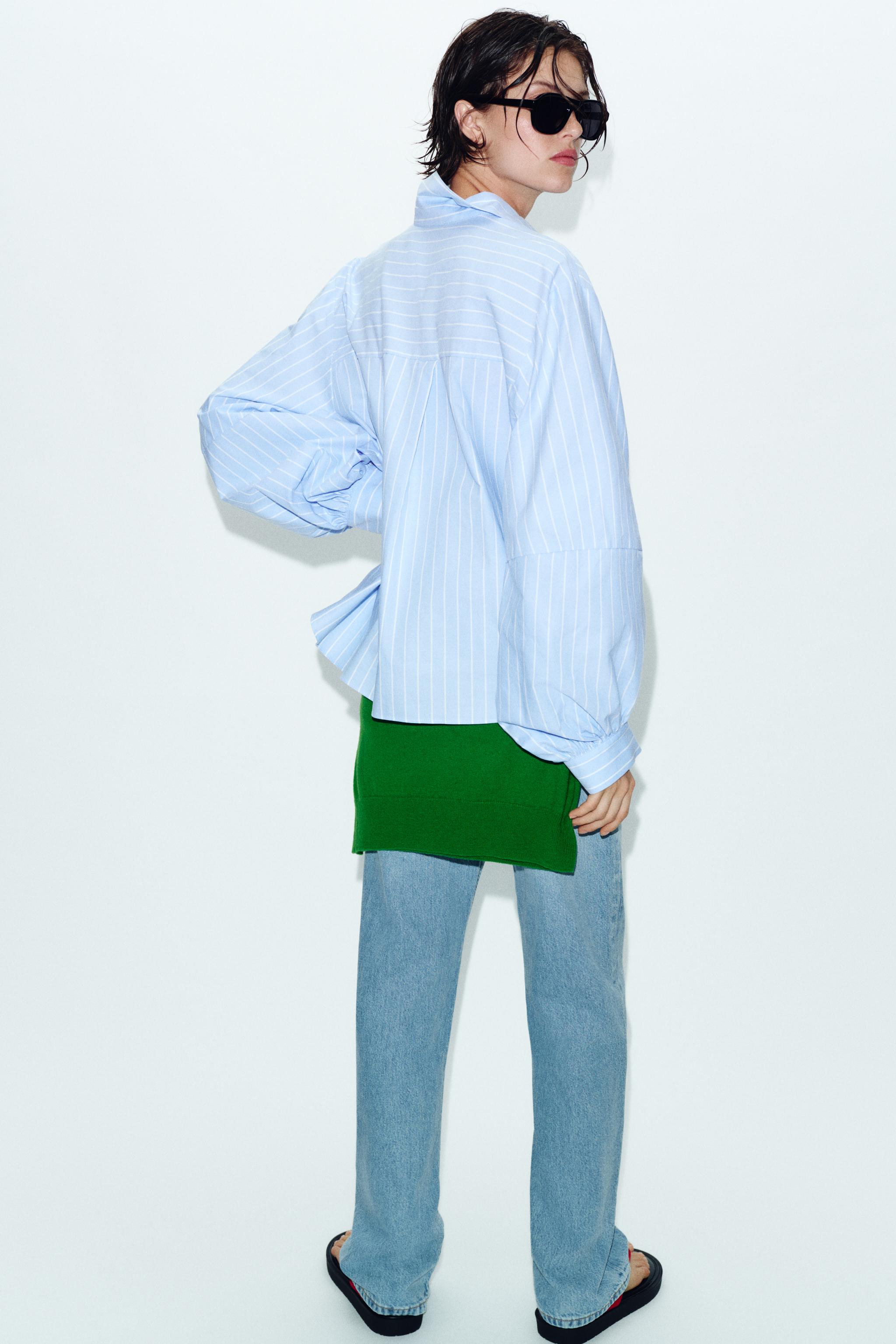 CHEMISE À RAYURES ET MANCHES BOUFFANTES